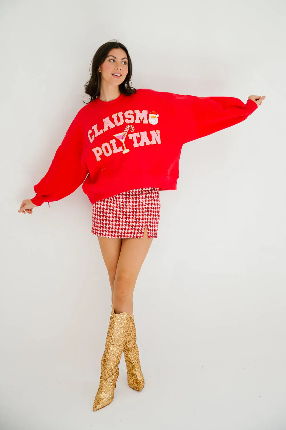 CLAUSMOPOLITAN RED PULLOVER