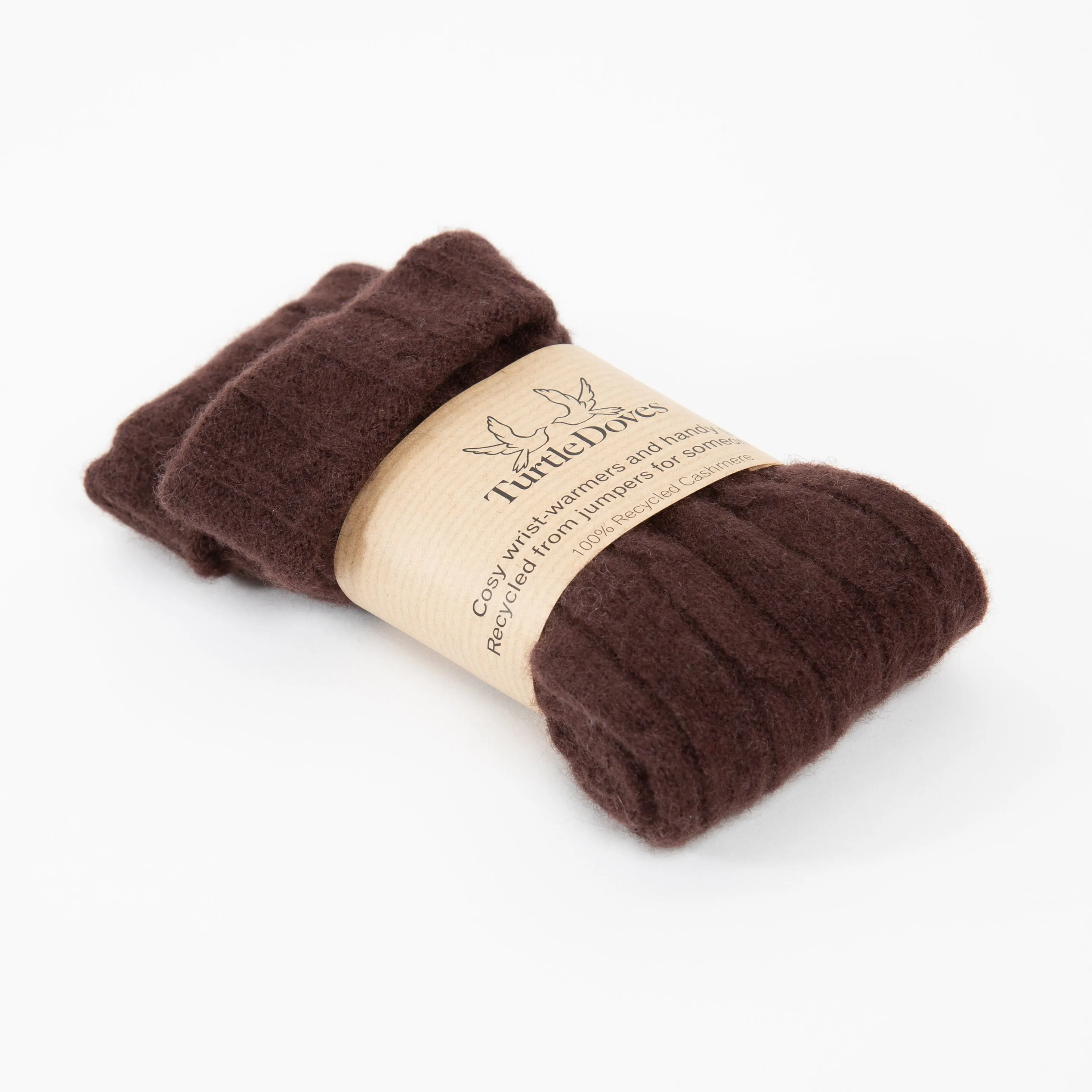 Dark Brown Cable Cashmere Fingerless Gloves