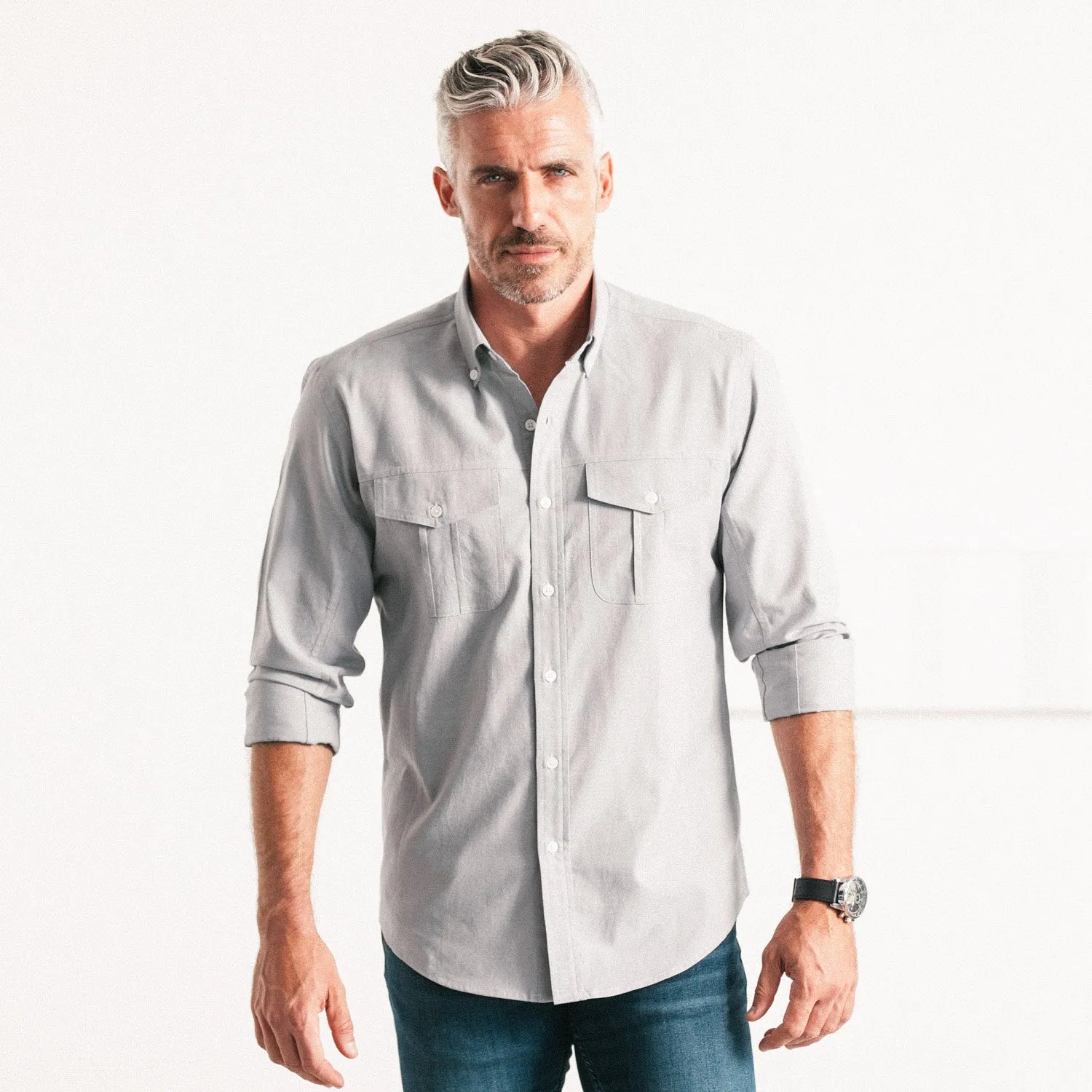 Editor Shirt – Aluminum Gray Oxford