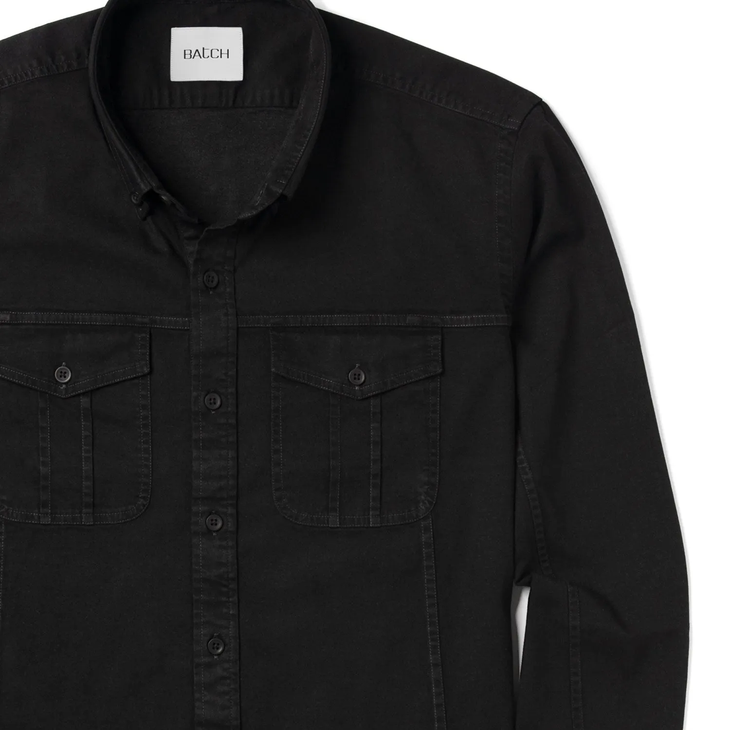 Editor Shirt – Jet Black Stretch Cotton Twill