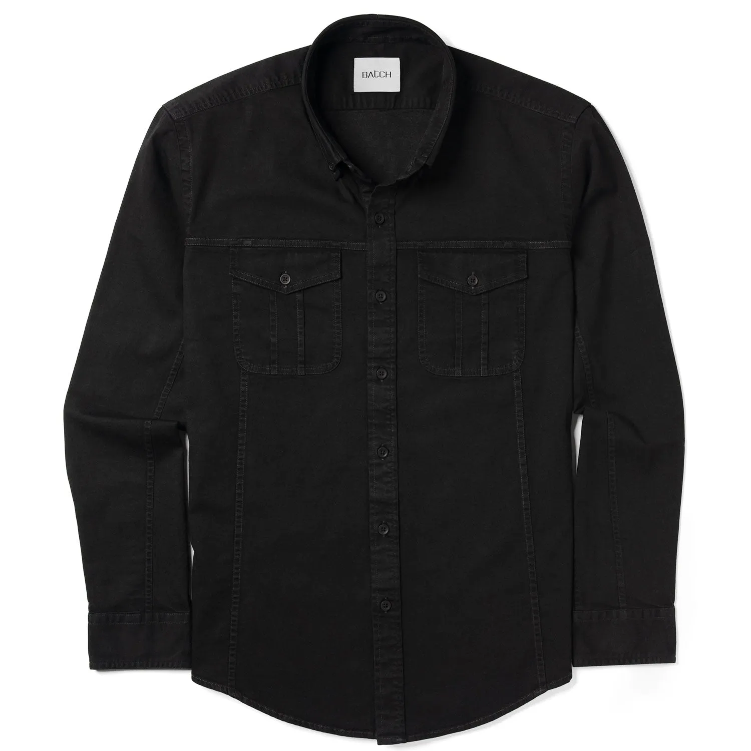 Editor Shirt – Jet Black Stretch Cotton Twill