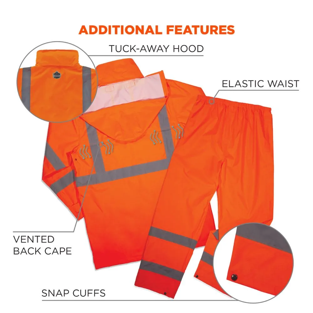 Ergodyne 25334 #8376K L Orange Lightweight HV Rain Suit