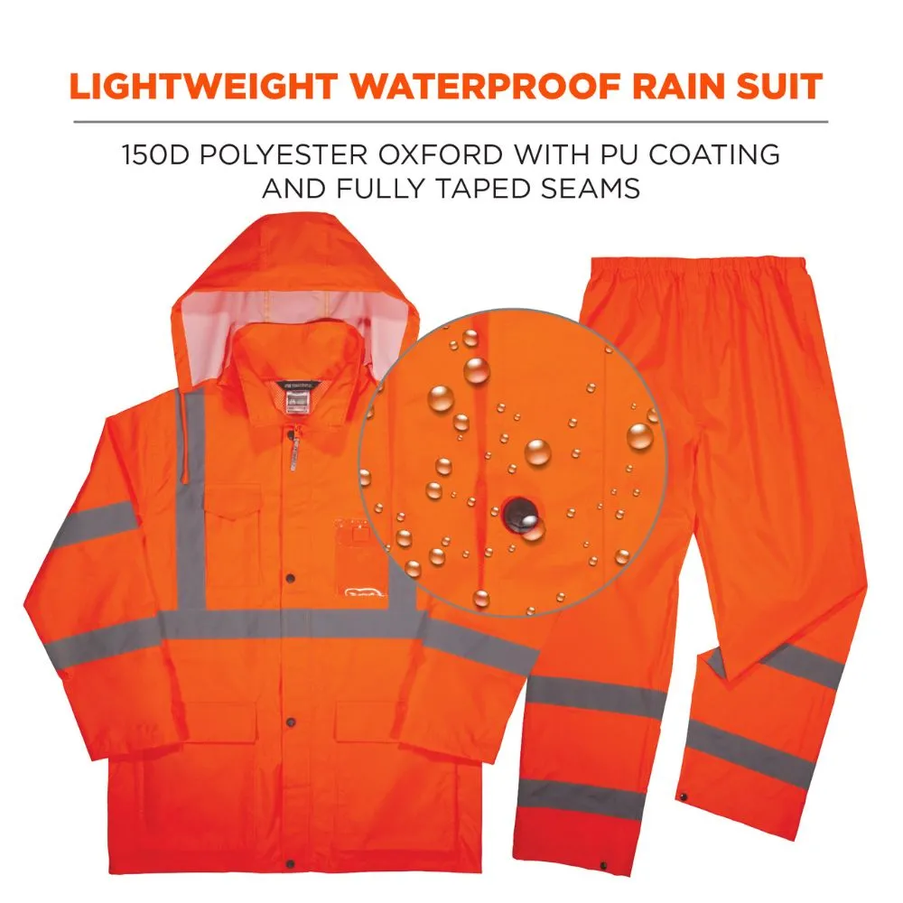 Ergodyne 25334 #8376K L Orange Lightweight HV Rain Suit