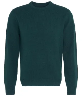 Essential Patch Crew Neck Jumper in Evergreen by Barbour