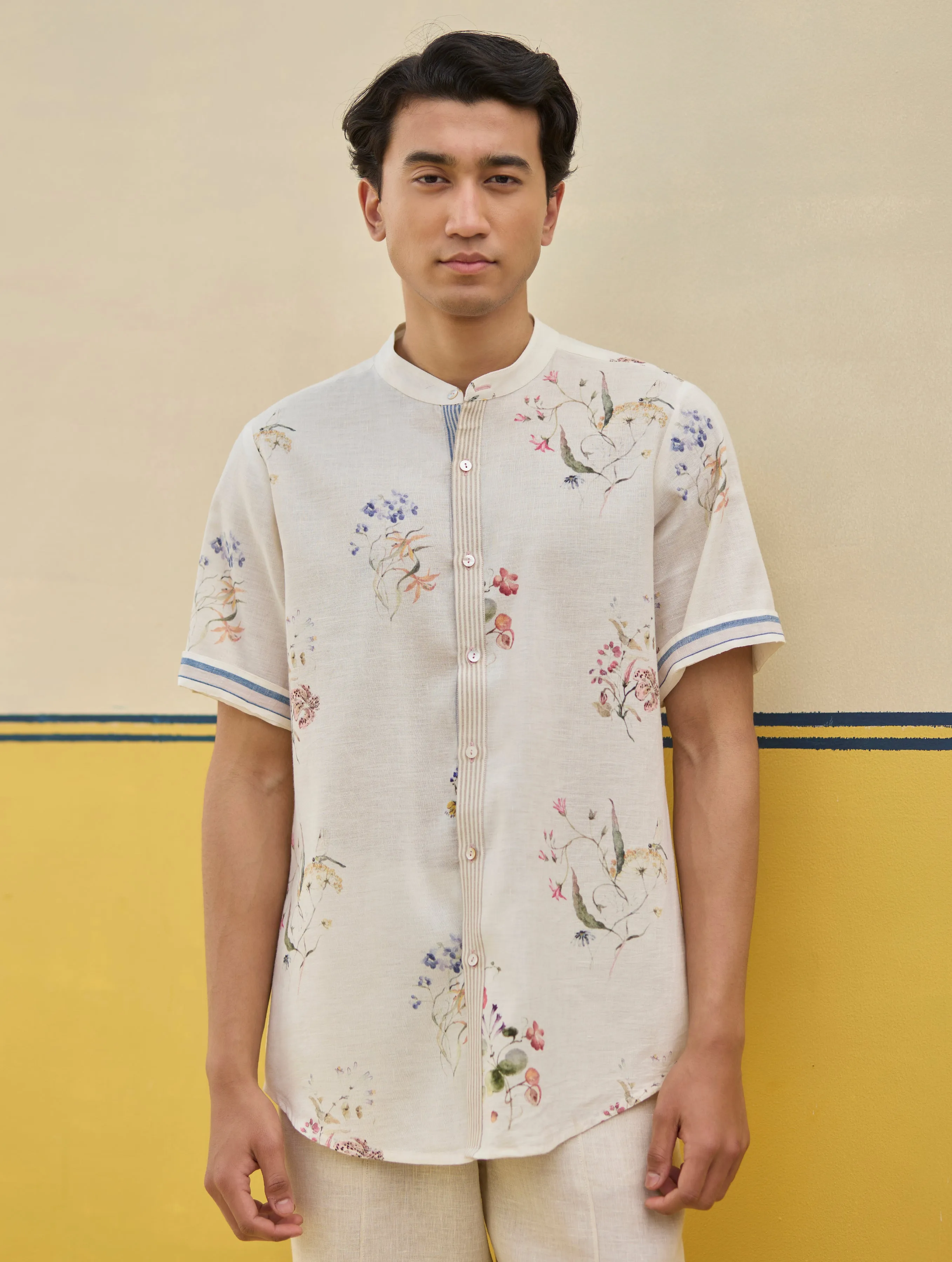 Fola Watercolour Floral Shirt - Ivory