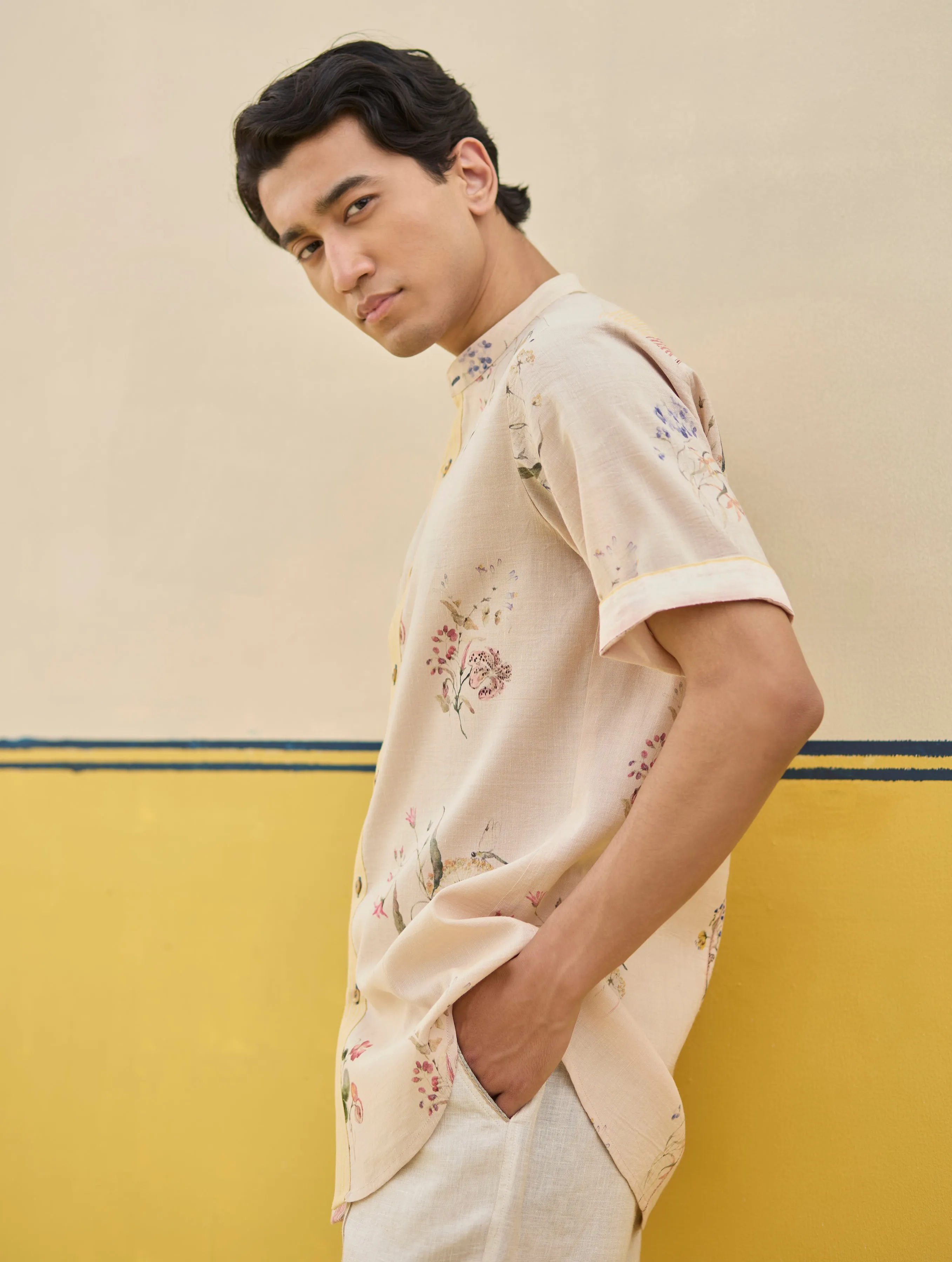 Fola Watercolour Floral Shirt - Sand