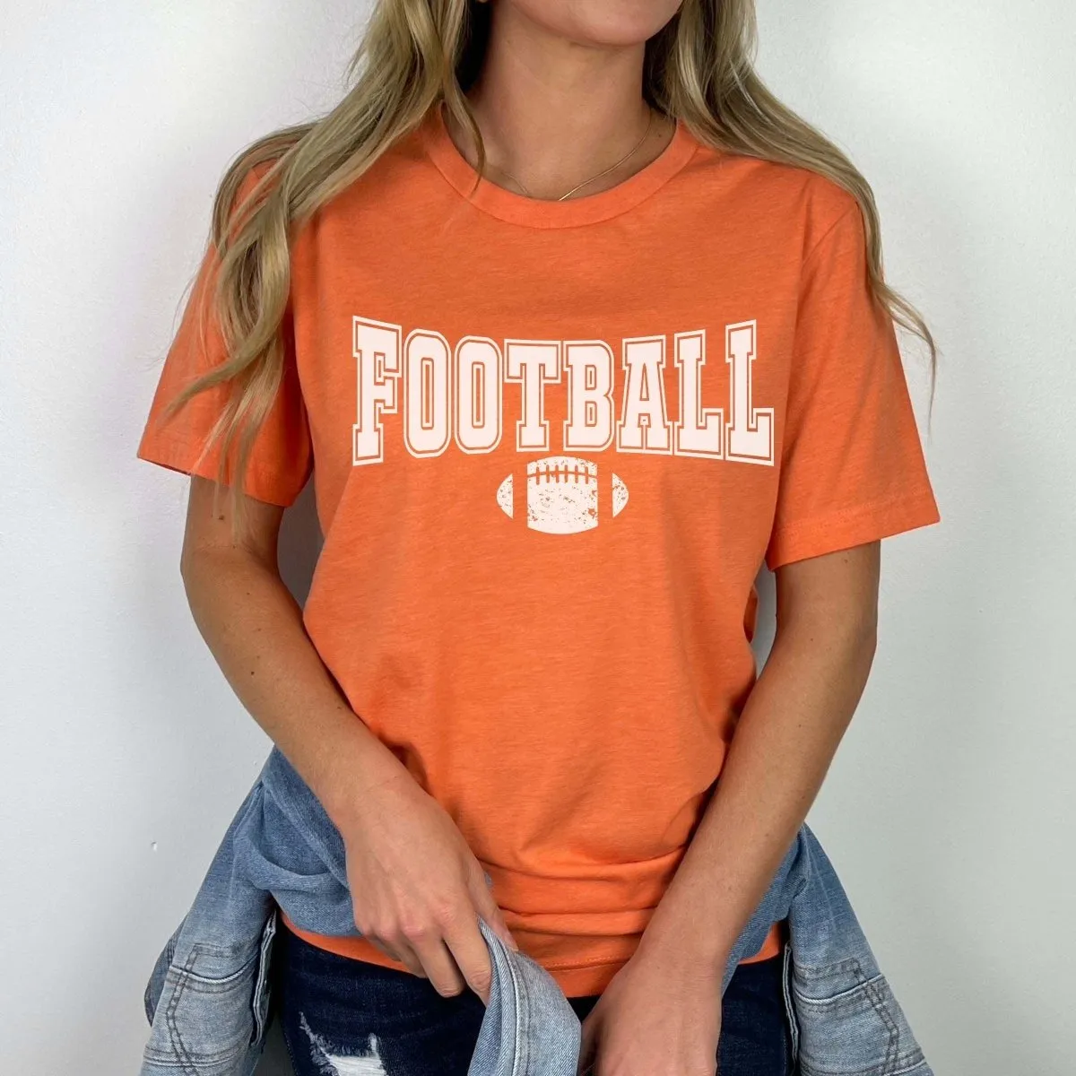 Football With Distressed Football Graphic Tee