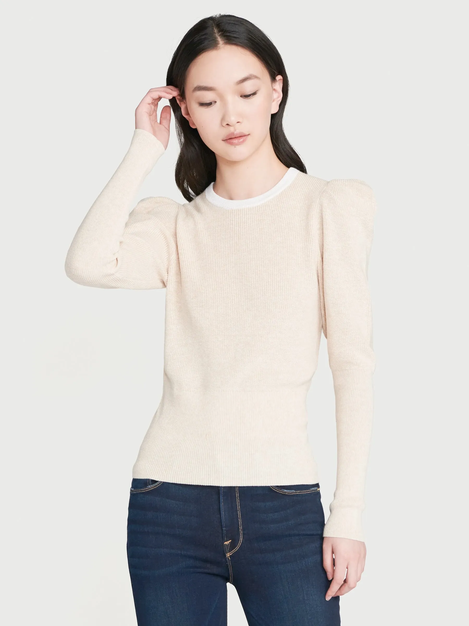 Frame - Rib Feminine Sweater in Oatmeal Heather