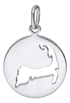 Genuine Sterling Silver Evening Tide Collection Small Cape Cod Disc Pendant Necklace