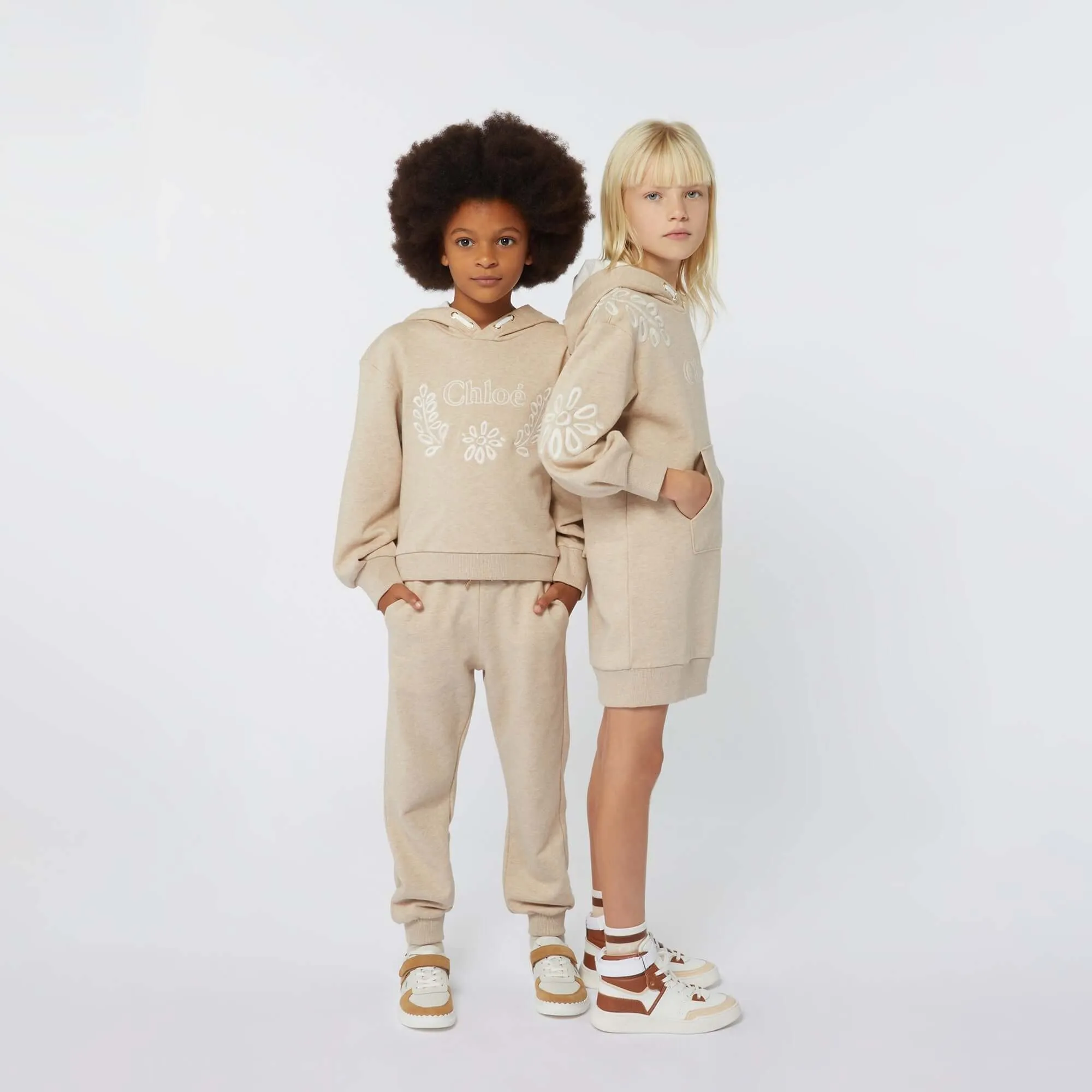 Girls Beige Organic Joggers