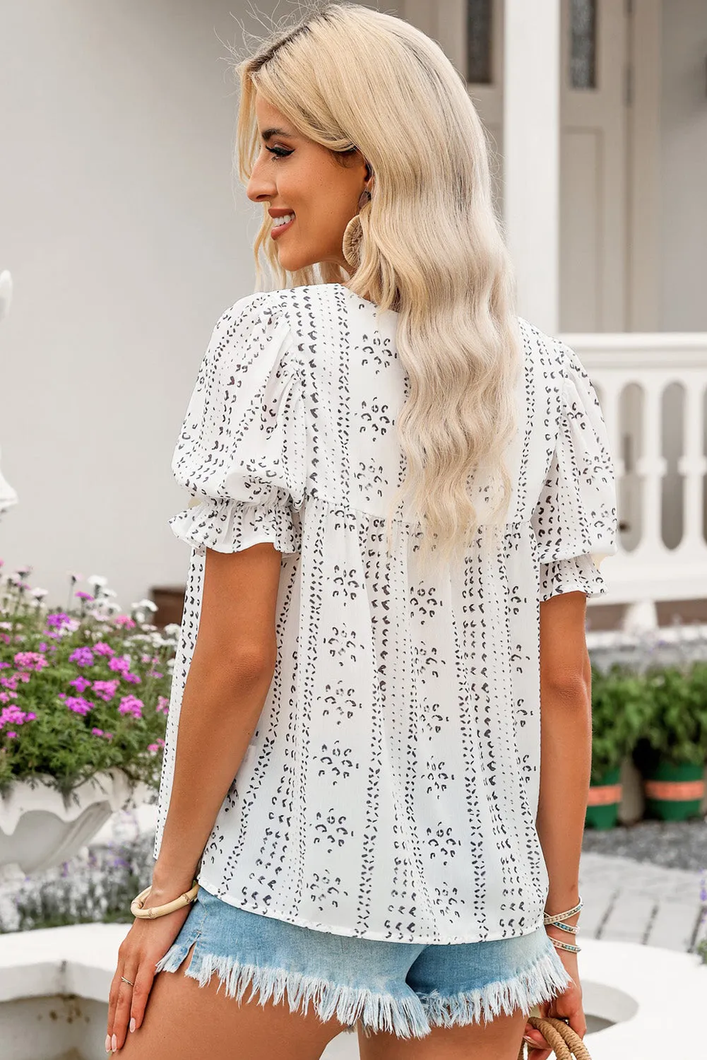 Gothic Outlaws White Floral Embroidered Ethnic Printed Crinkle Blouse – Because Your Wardrobe Deserves a Touch of Magic