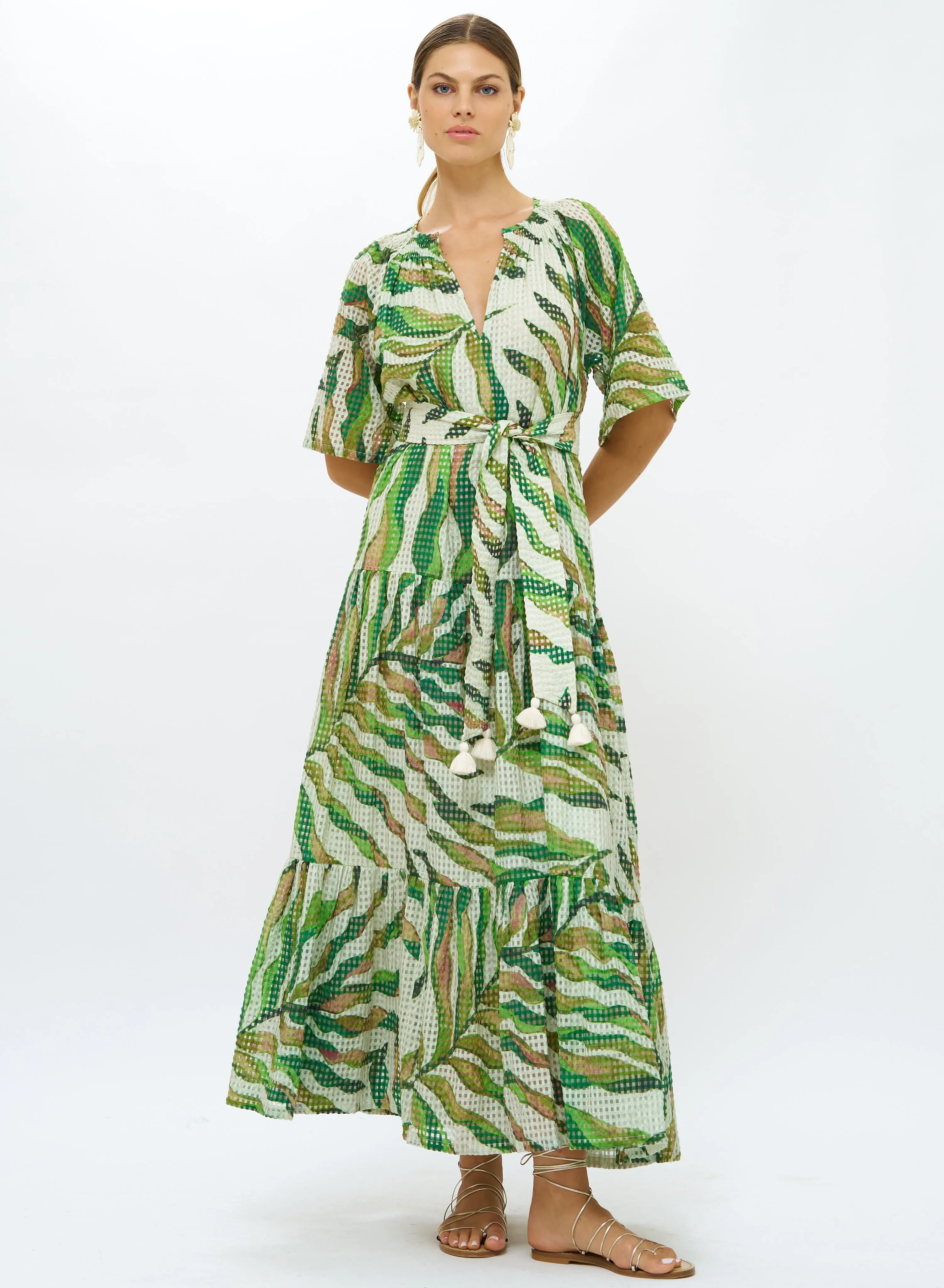 Green Belted Maxi Dress