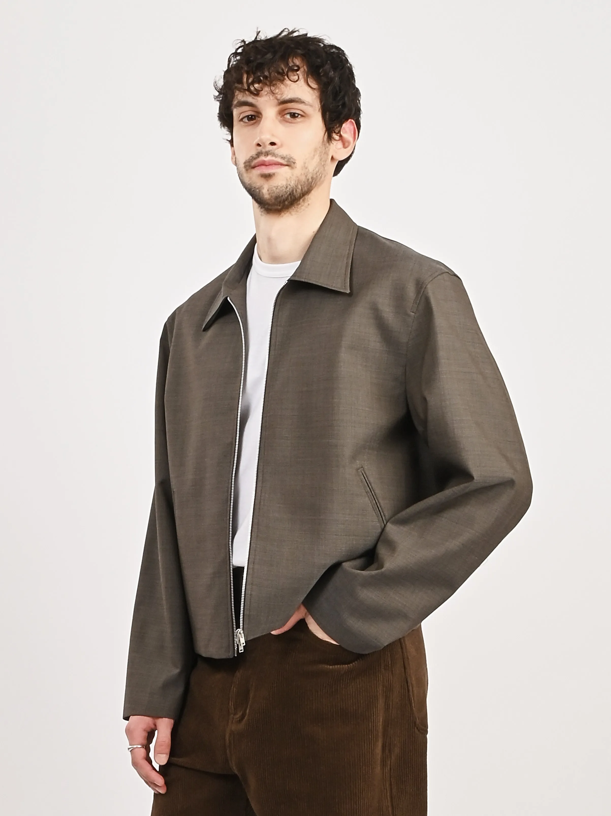 Grey Atom Check Wool Mini Jacket