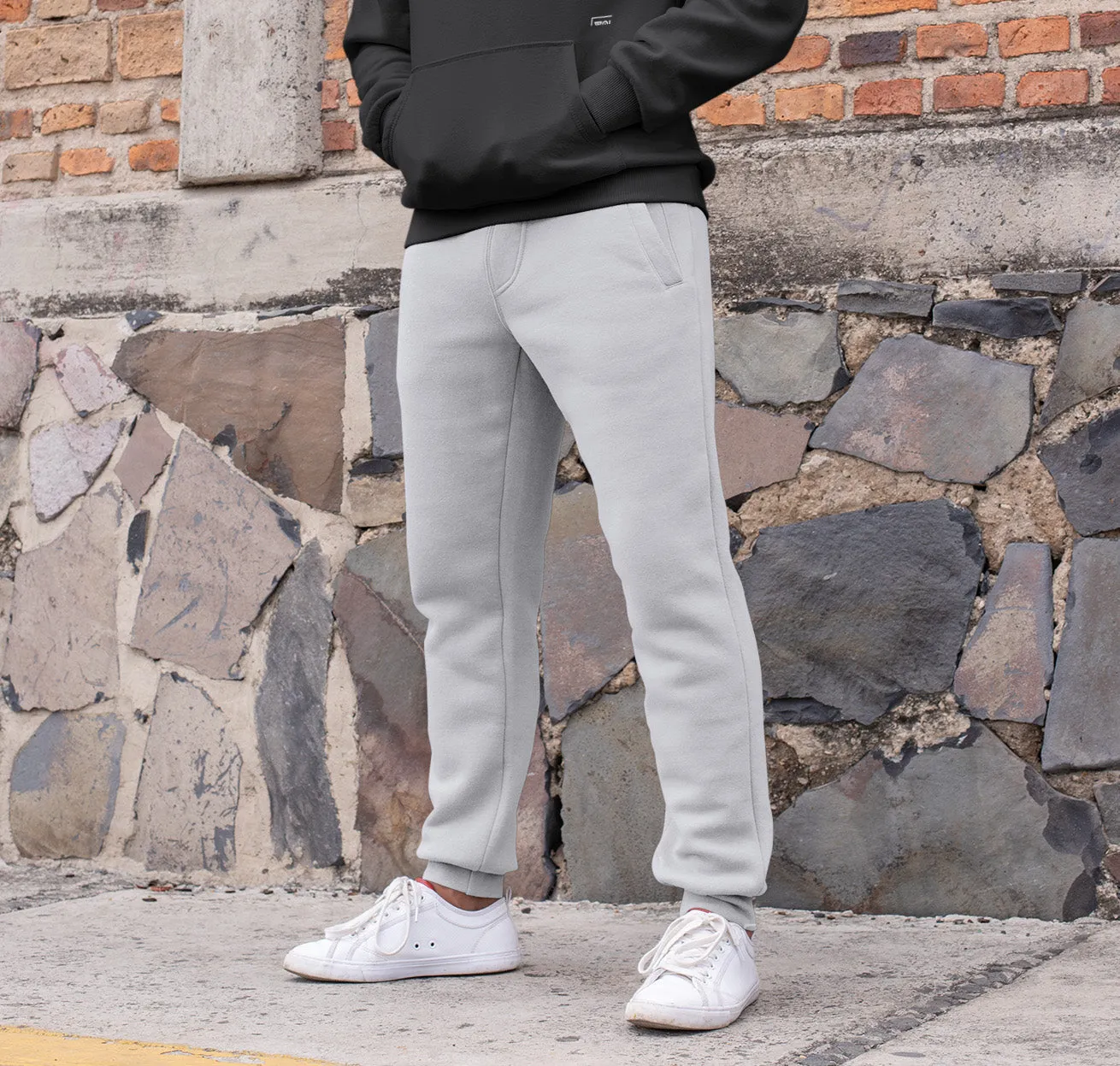 Grey cotton joggers for Men