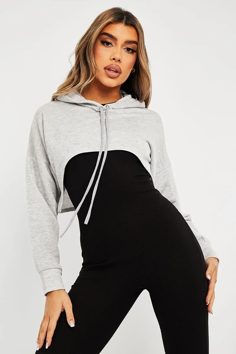 Grey Extreme Cropped Hoodie - Kalissa