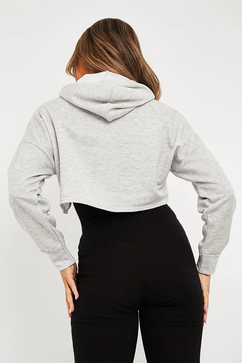 Grey Extreme Cropped Hoodie - Kalissa