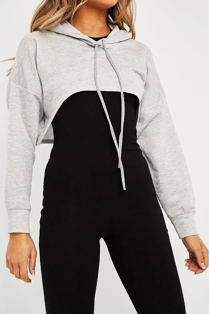 Grey Extreme Cropped Hoodie - Kalissa