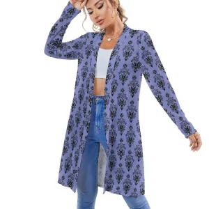 Haunted Mansion Wallpaper Women's Mid-Length Cardigan