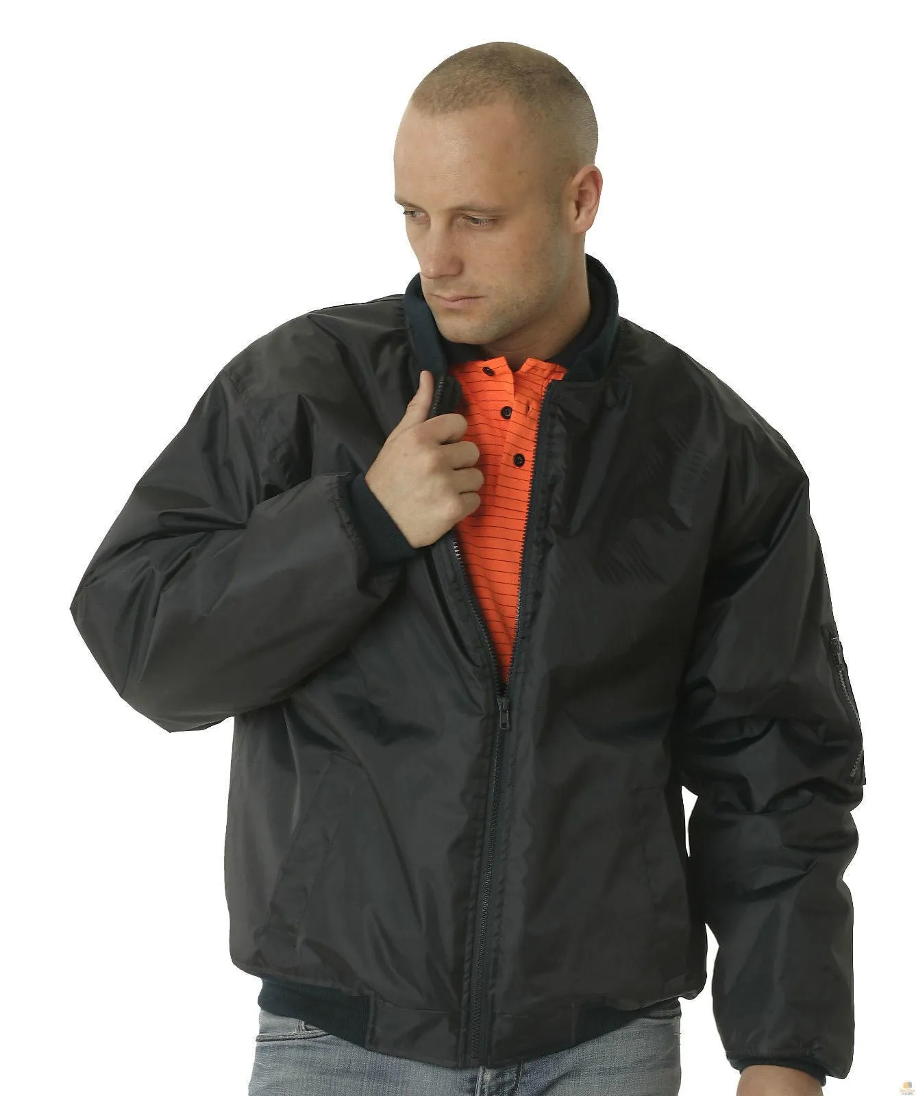 HUSKI Mens Quilted Combat Bomber Waterproof Jacket Windproof Workwear Coat - Navy - XL