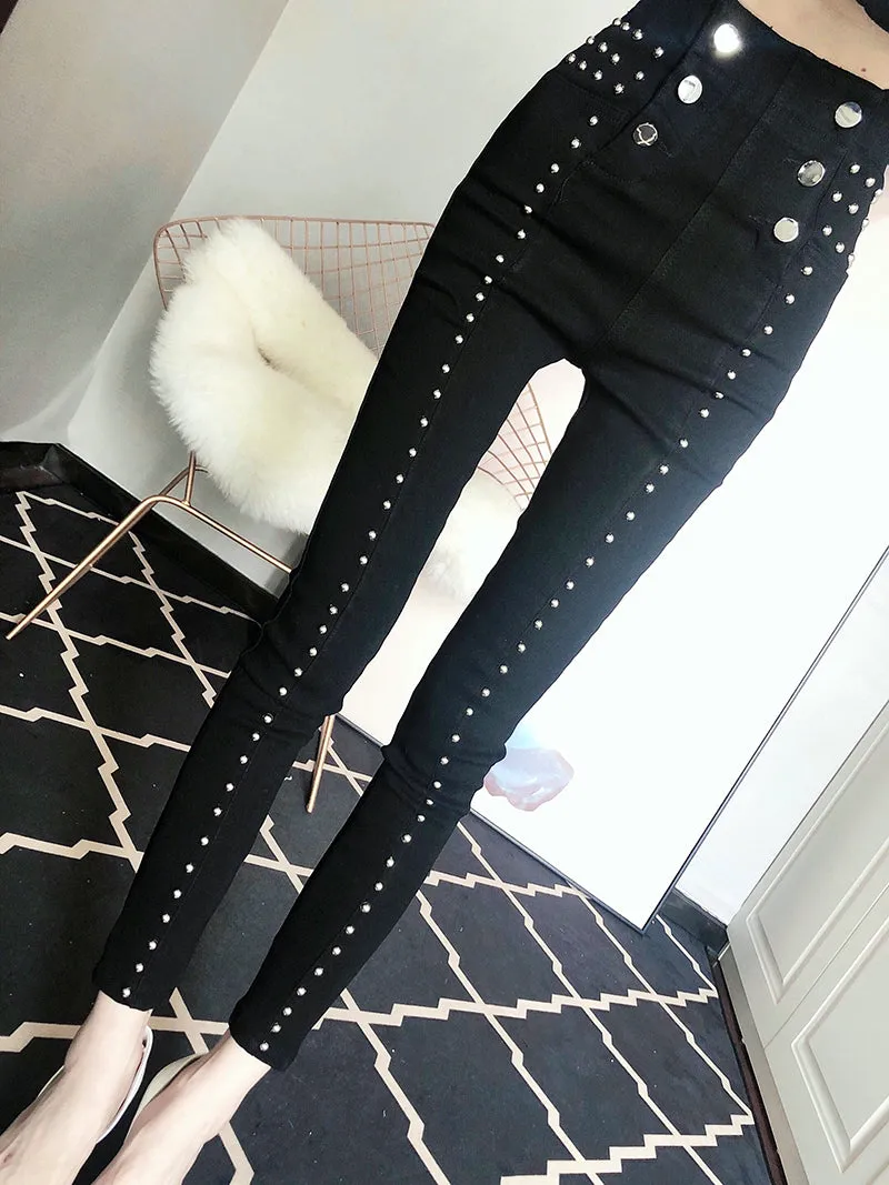 Infinity Buttons High Waist Pants SD00305