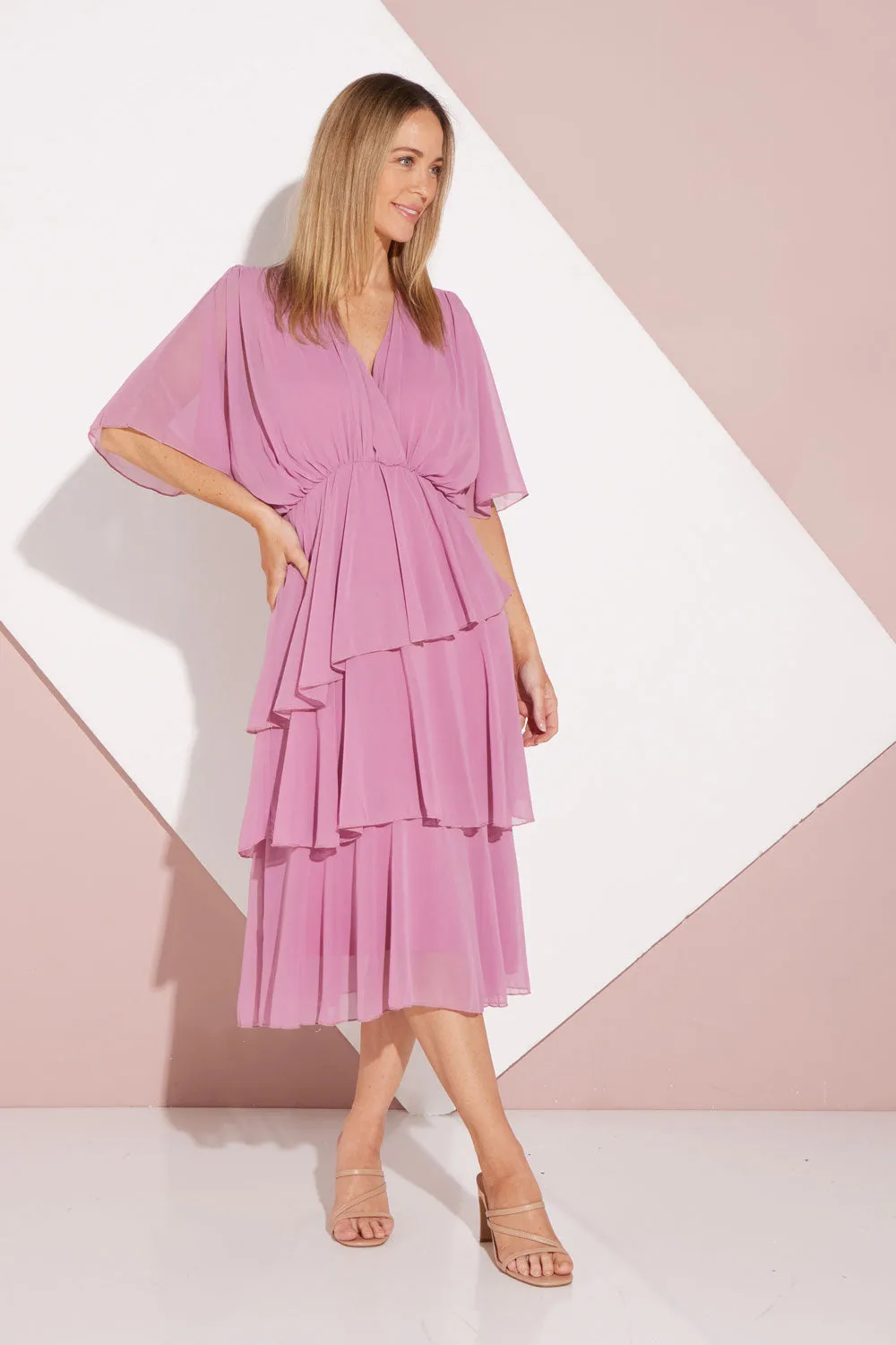 Iris Chiffon Dress - Pink