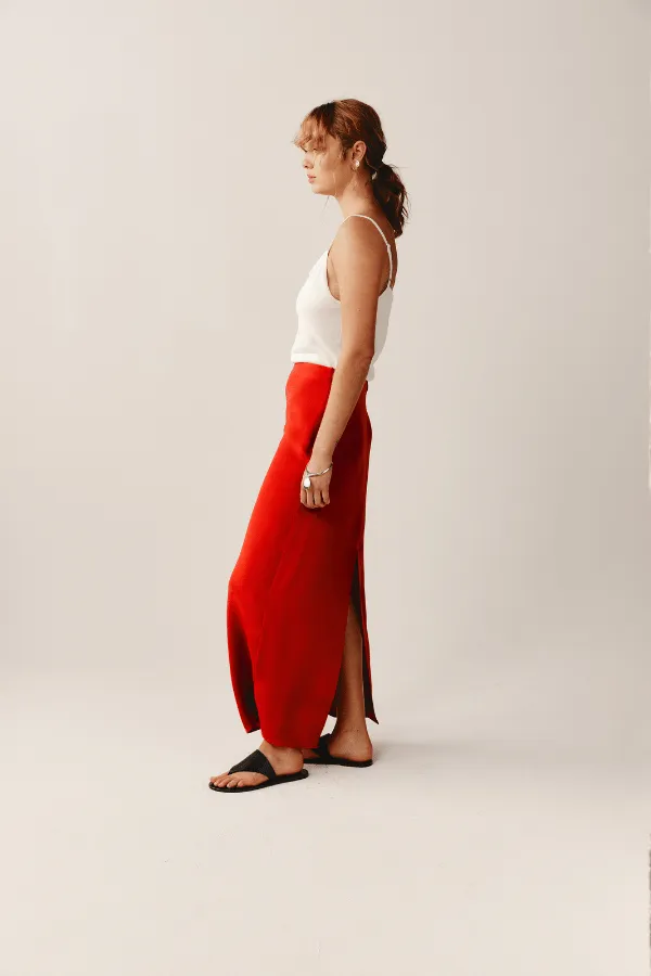 Iris Maxi Skirt Vermillion