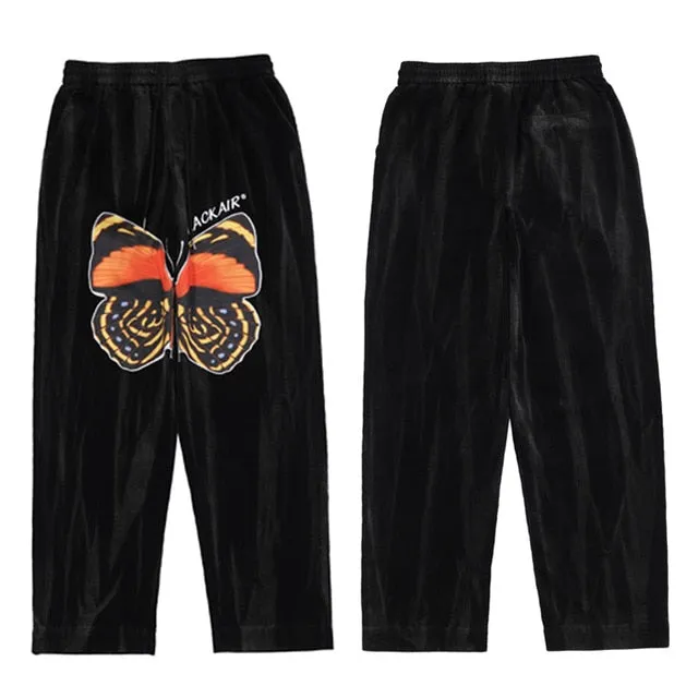 Irregular Butterfly Printer Loose Streetwear Pants