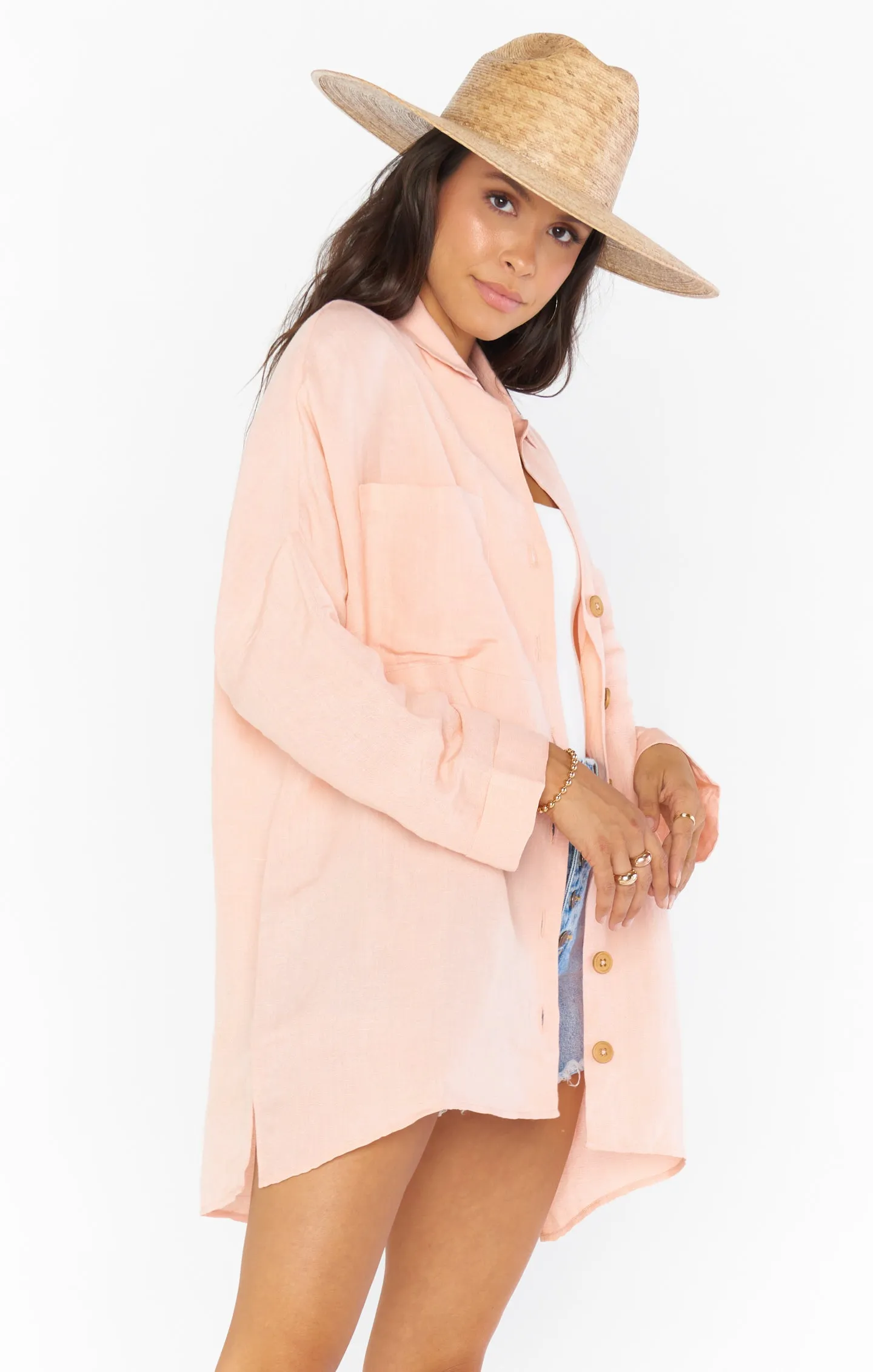 Johns Button Down Shirt ~ Pink Linen