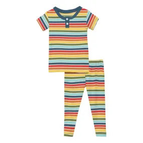 KicKee Pants Groovy Stripe S/S Henley Pajama Set