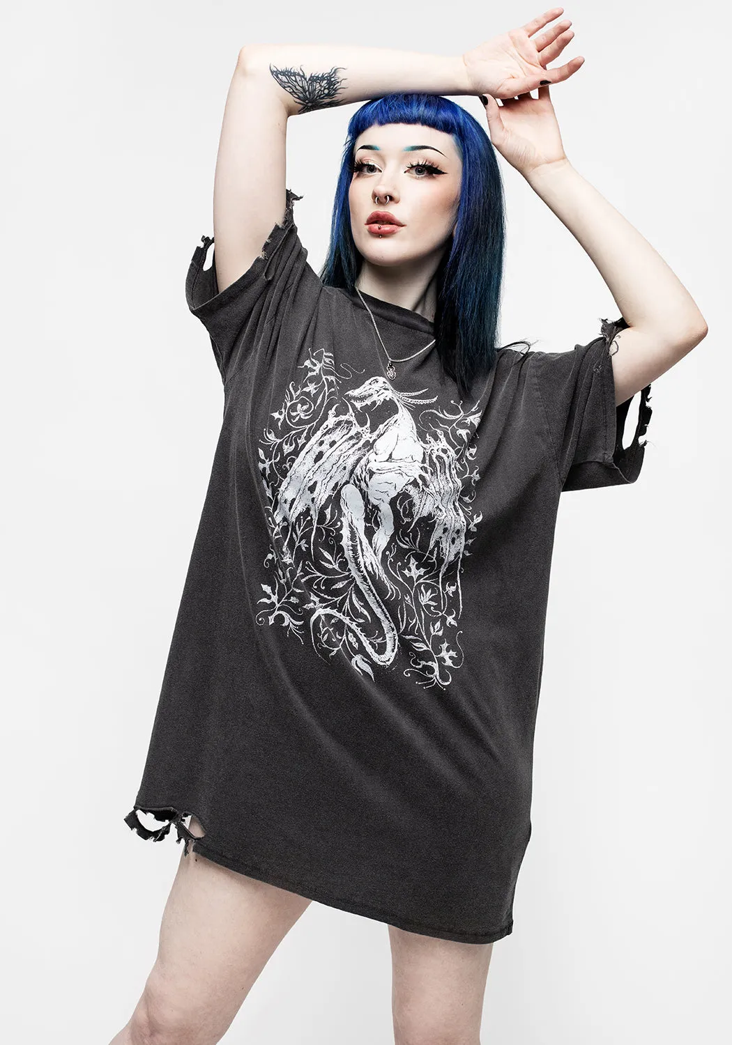 Kilgharrah Unisex Distressed Acid Washed Tee Dress