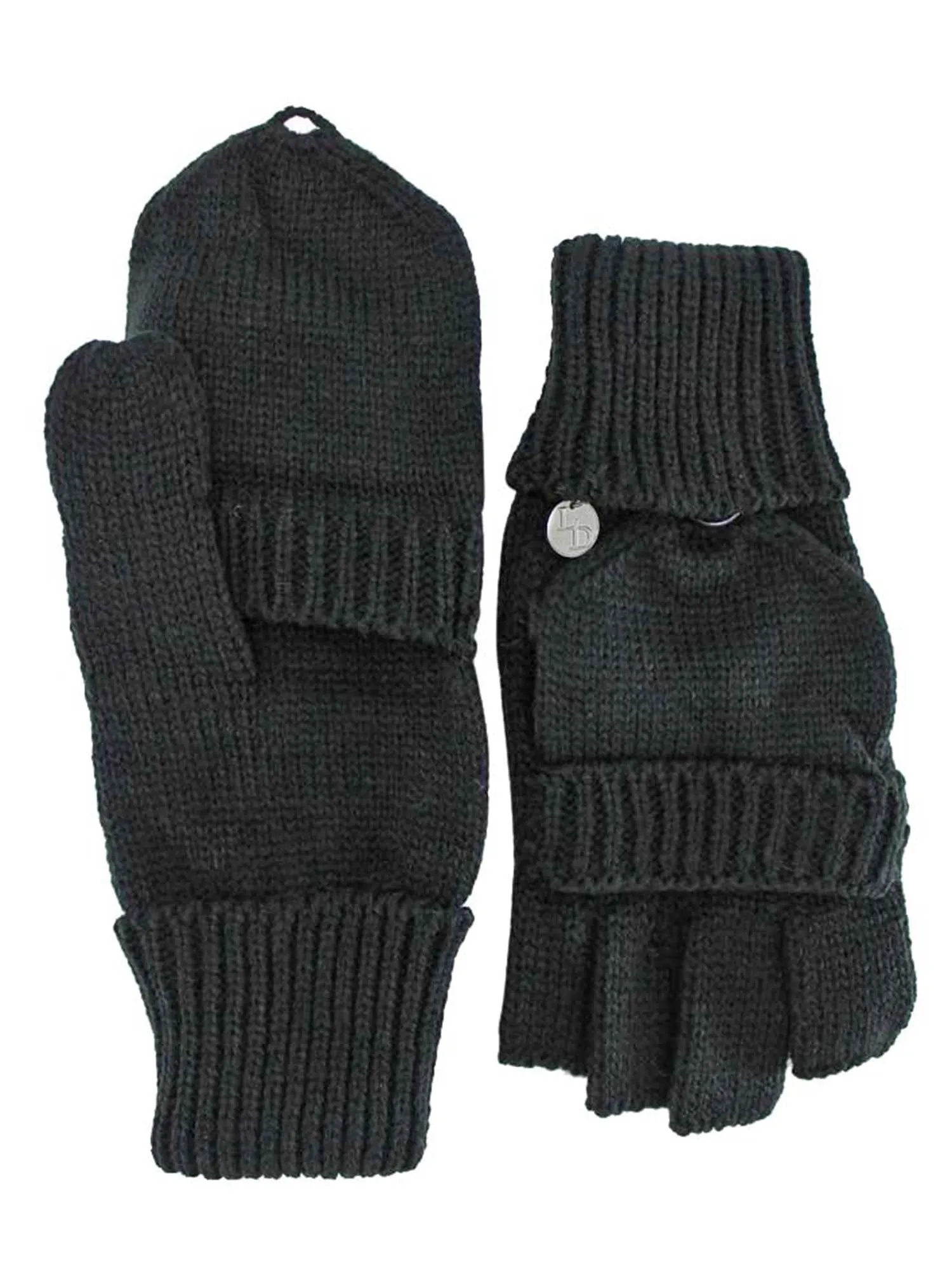 Knit Fingerless Gloves With Mitten Cover