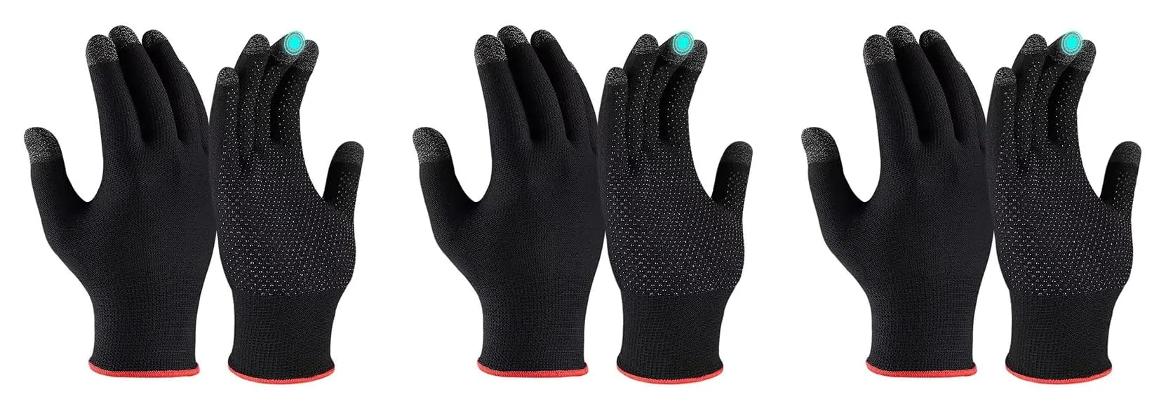 Kuber Industries Non-Slip Warm Five-Finger Touch screen Gaming Gloves (MH-TG001)- Black (Pack Of 3)