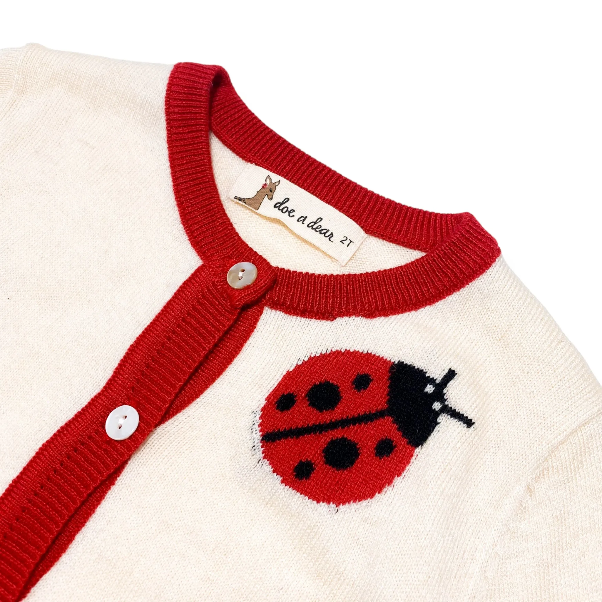 Ladybug Wooly Cardigan - Lt. Beige