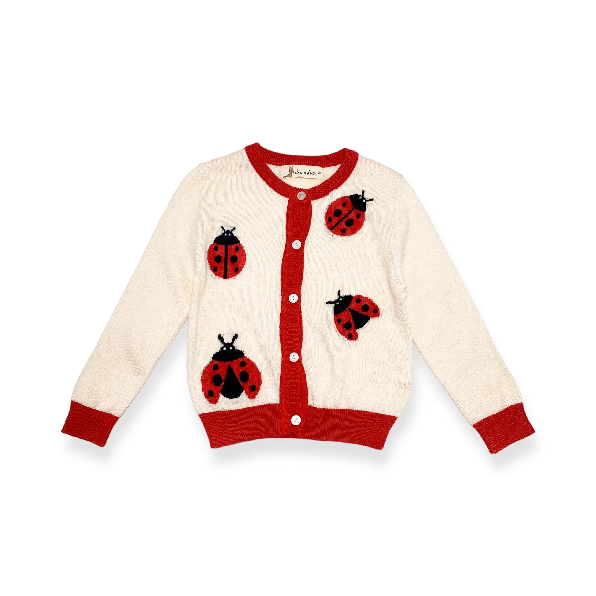 Ladybug Wooly Cardigan - Lt. Beige