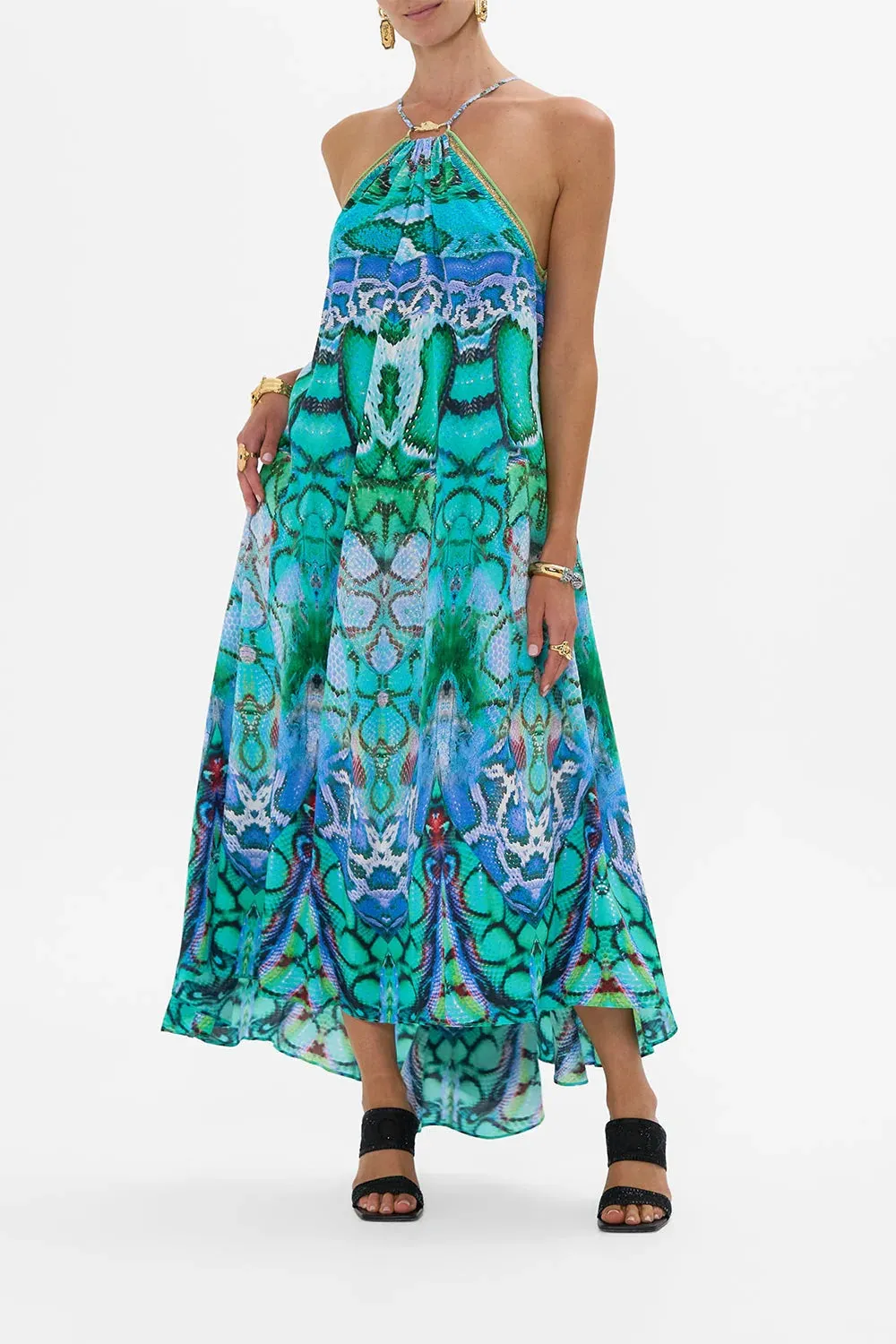 Land Of Wonder Gathered Neck Maxi Dress