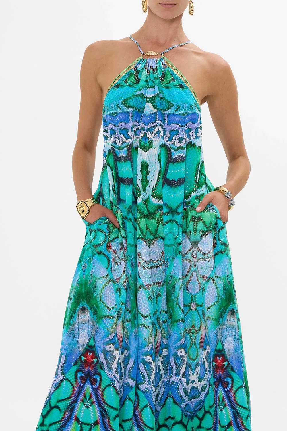 Land Of Wonder Gathered Neck Maxi Dress