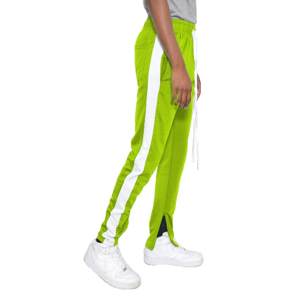 Lime & White Slim Fit Track Pants