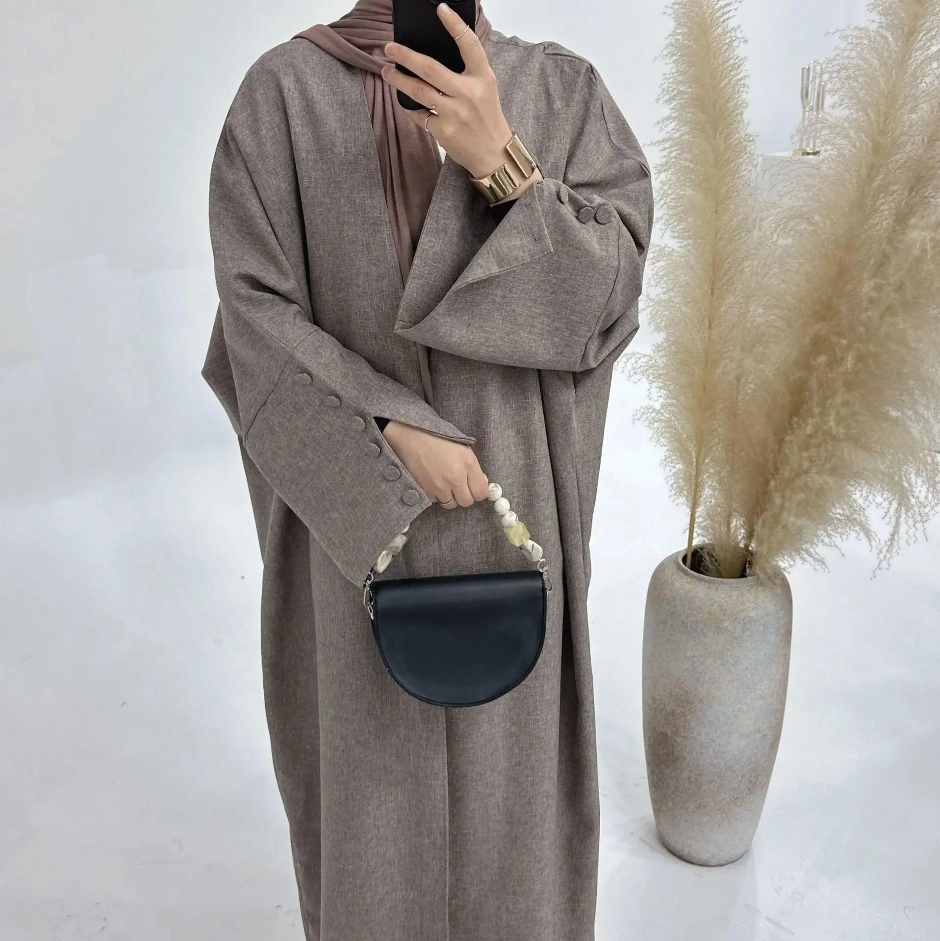 Linen Cardigan Open Abaya (MOA042)