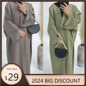 Linen Cardigan Open Abaya (MOA042)