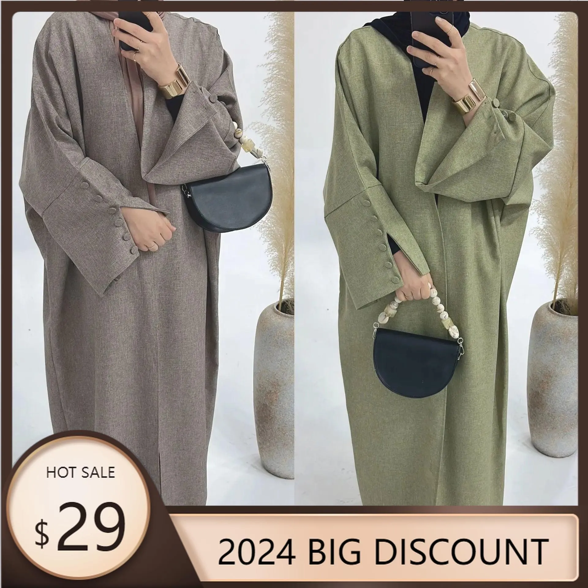 Linen Cardigan Open Abaya (MOA042)