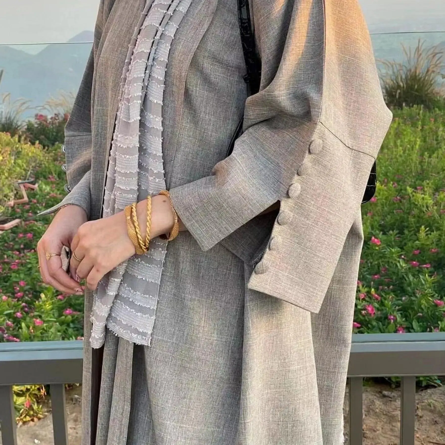 Linen Cardigan Open Abaya (MOA042)