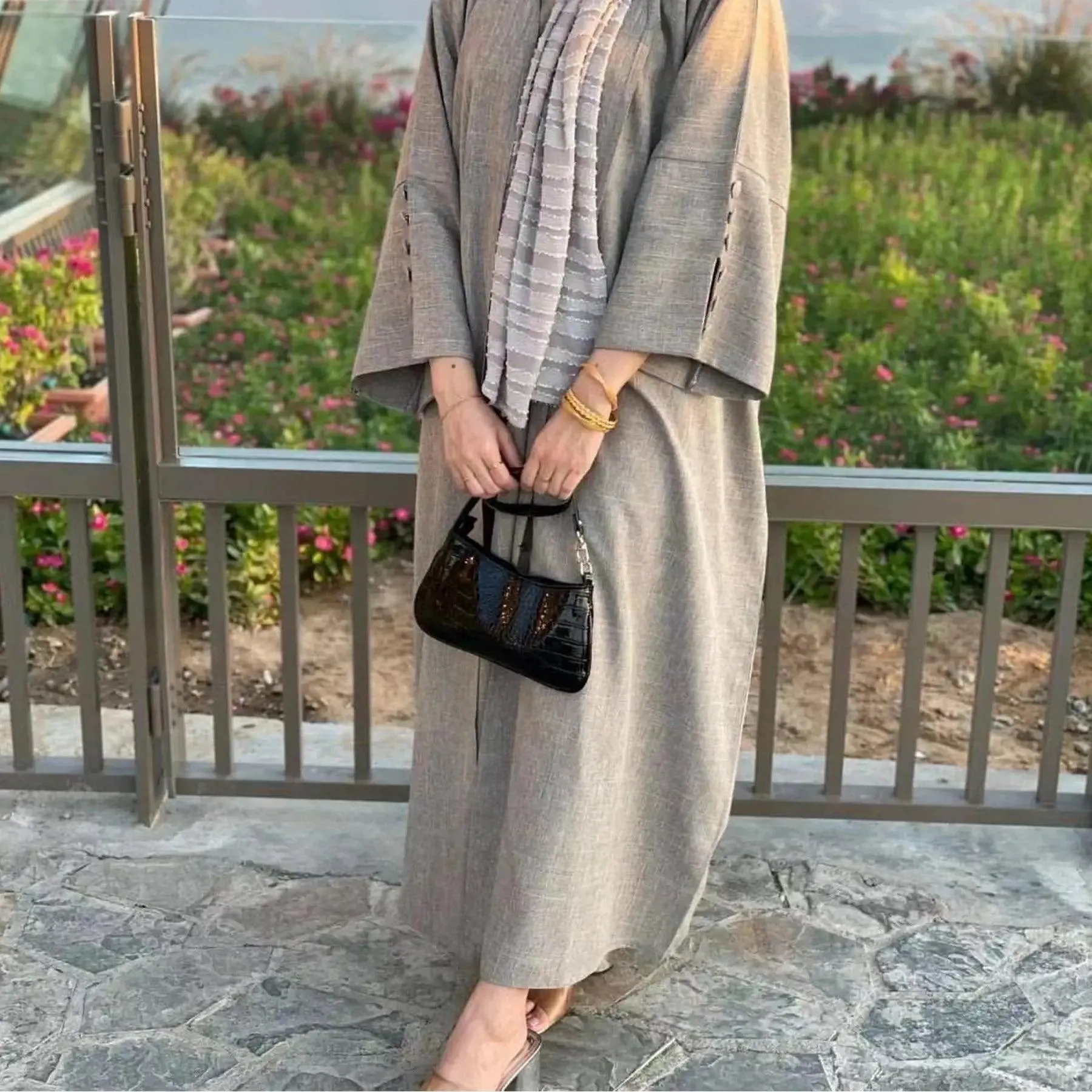 Linen Cardigan Open Abaya (MOA042)