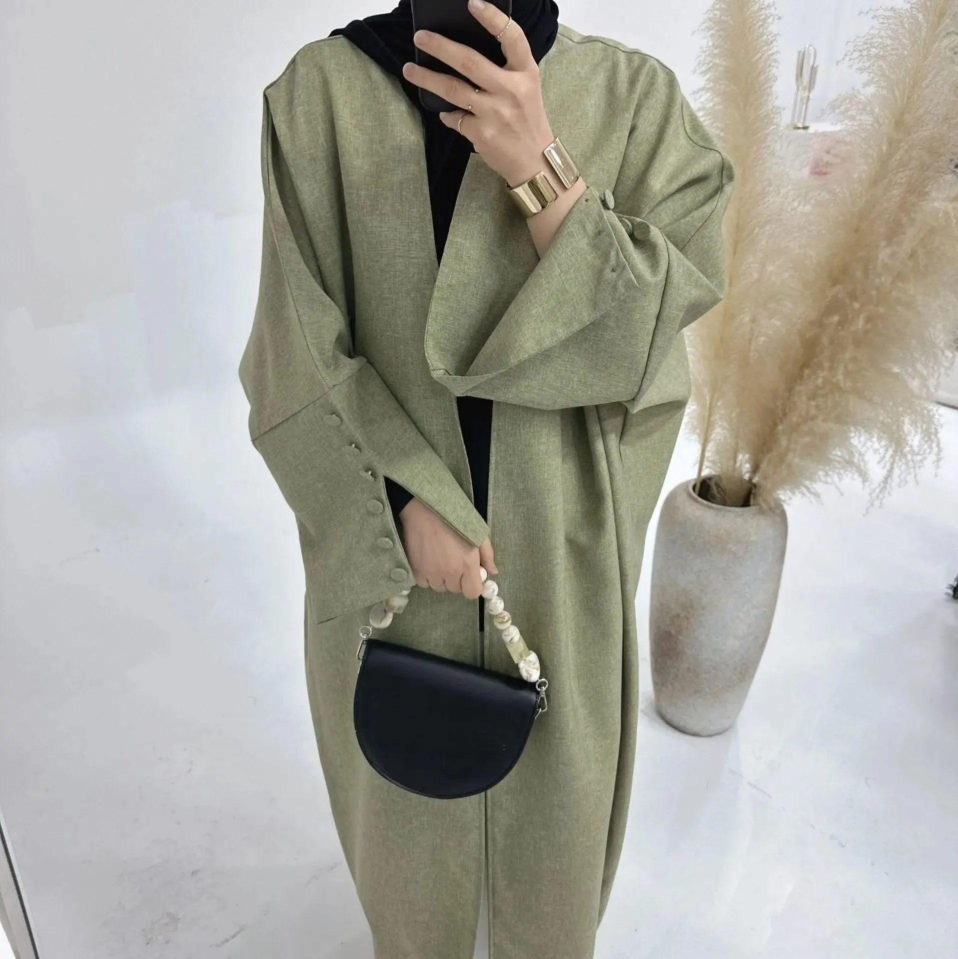 Linen Cardigan Open Abaya (MOA042)