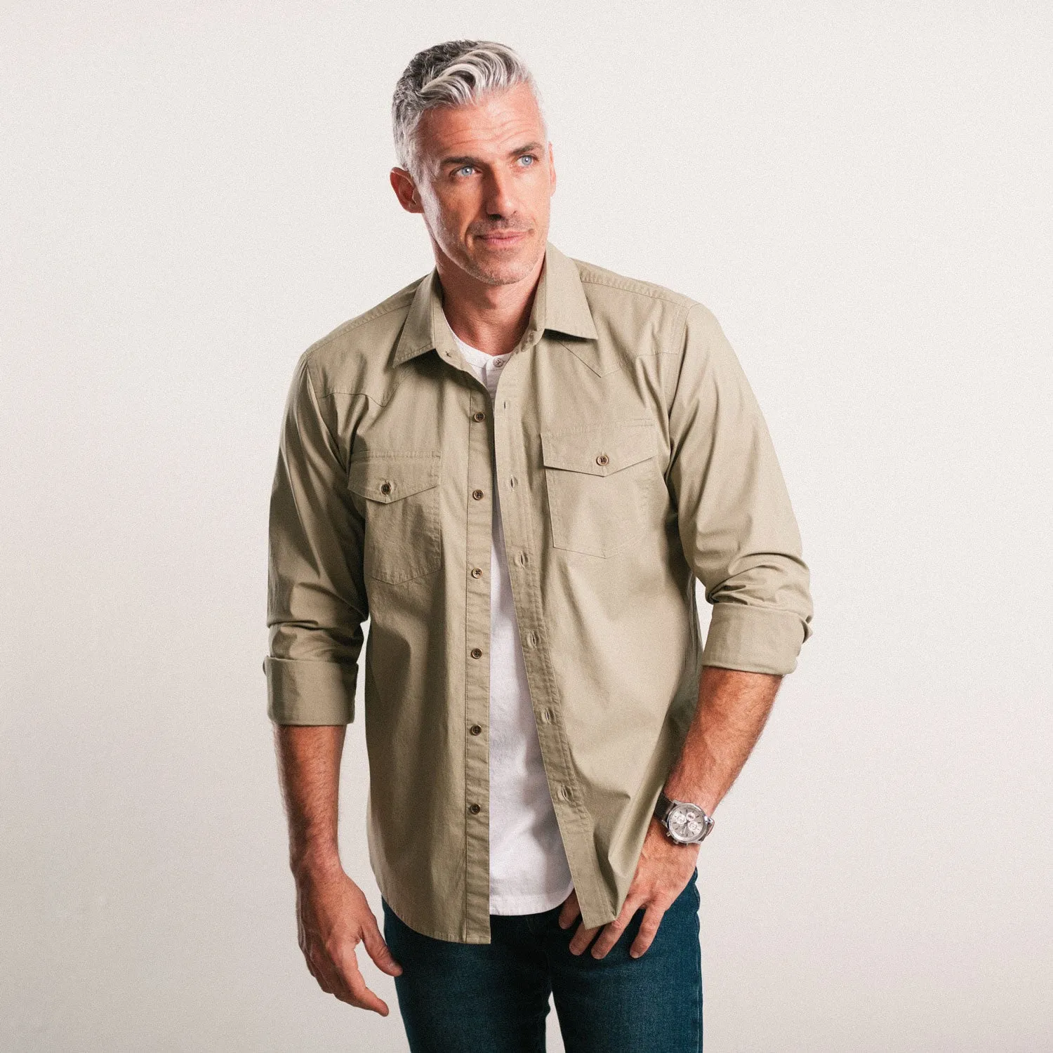 Maker Shirt – Light Fatigue Stretch Poplin