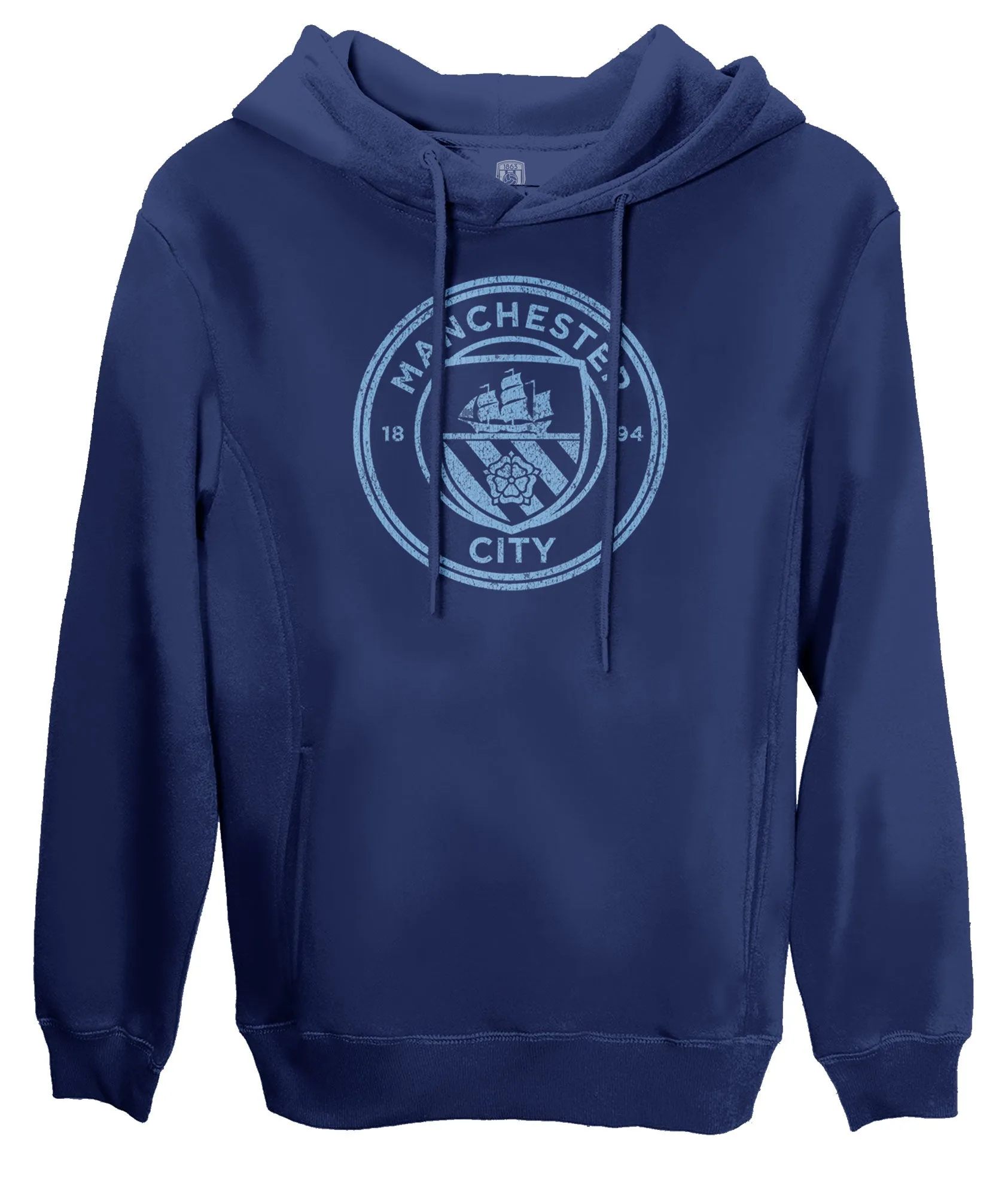 Manchester City FC Mono Badge Fleece Pullover Hoodie - Navy