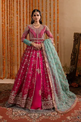 Maria Osama Khan - Kaira - Lehnga - Pink - Organza & Raw Silk - 3 Piece