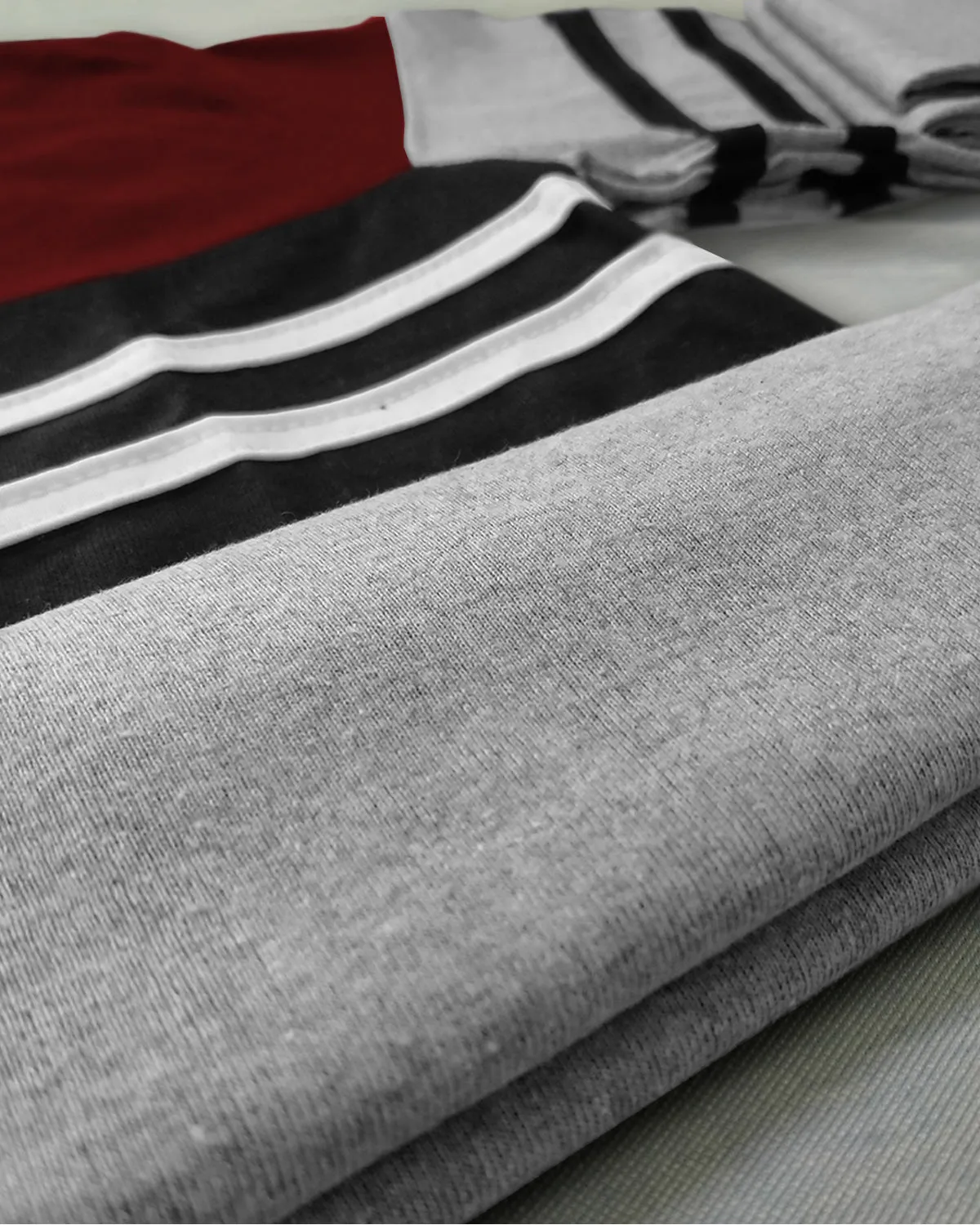 Men Maroon Grey Striped Long Sleeve T-Shirt