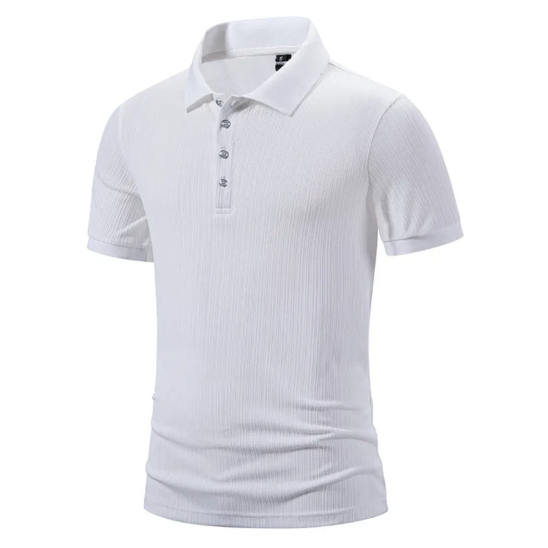 Men Turnover Collar Buttons Short Sleeves T-Shirt