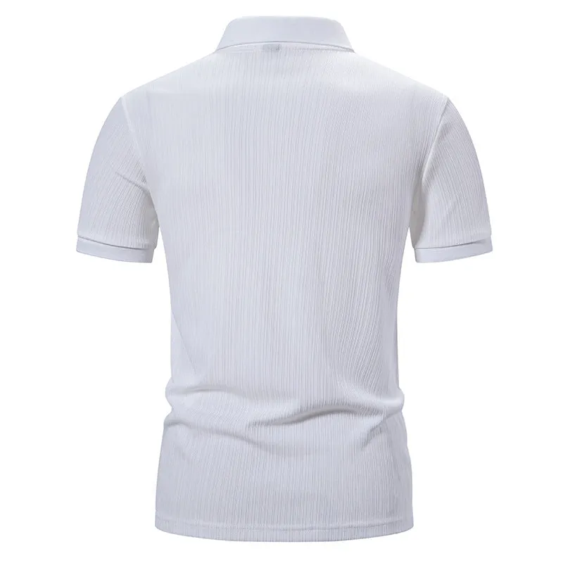 Men Turnover Collar Buttons Short Sleeves T-Shirt