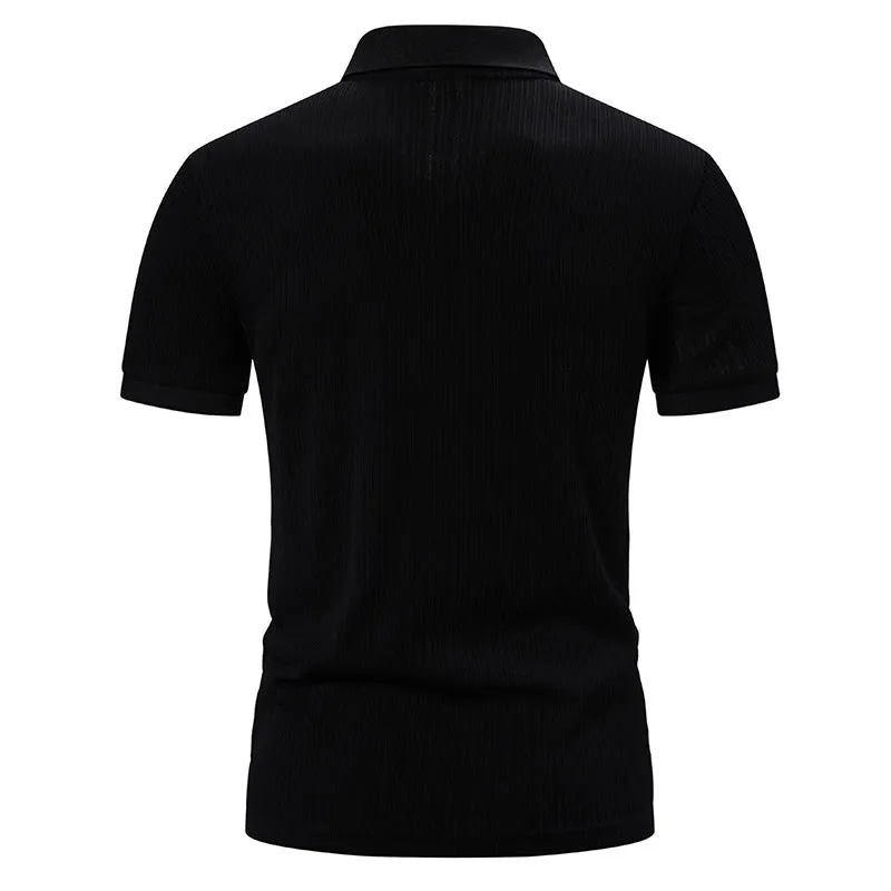 Men Turnover Collar Buttons Short Sleeves T-Shirt